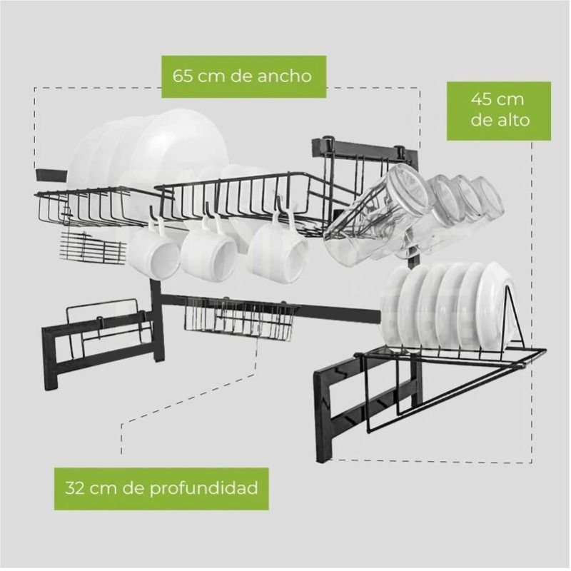 Organizador de platos metálico para lavaplatos